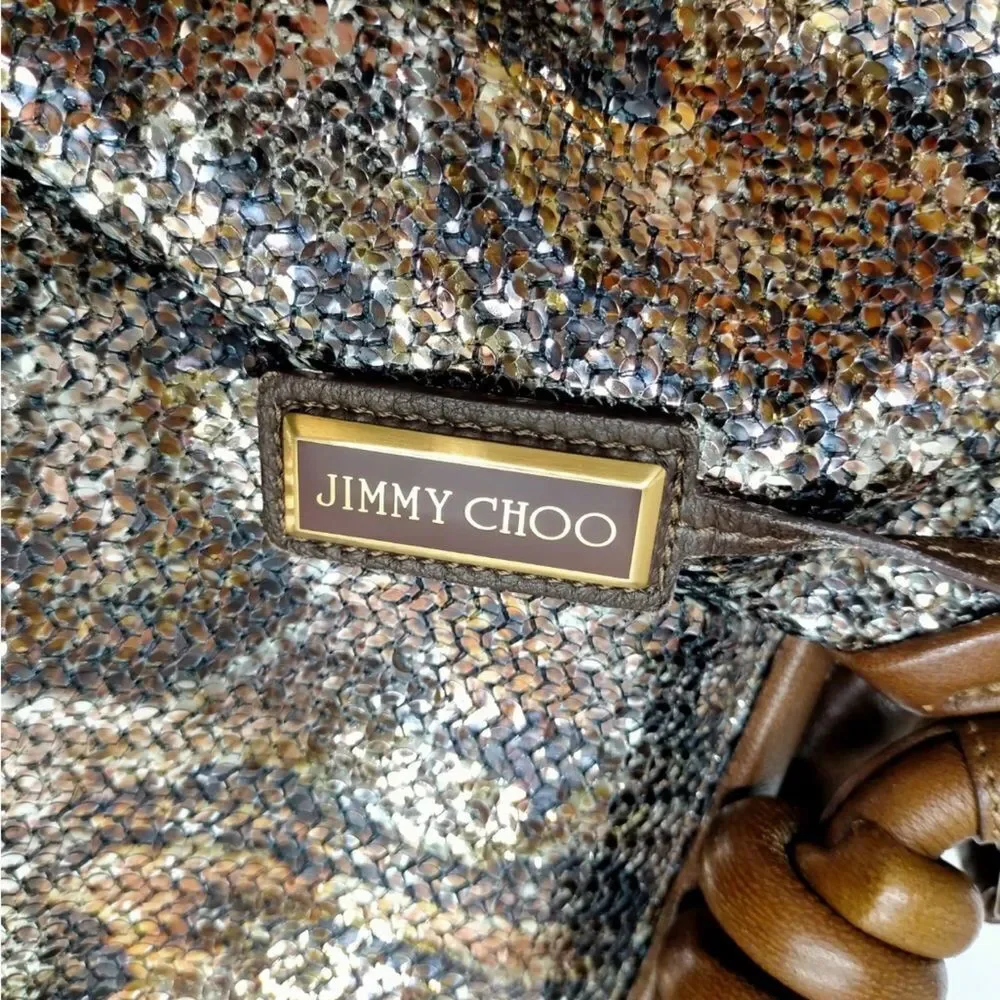 Auth Jimmy Choo Sequins Over Multicolor Python Print Diego Pac Hobo Bag